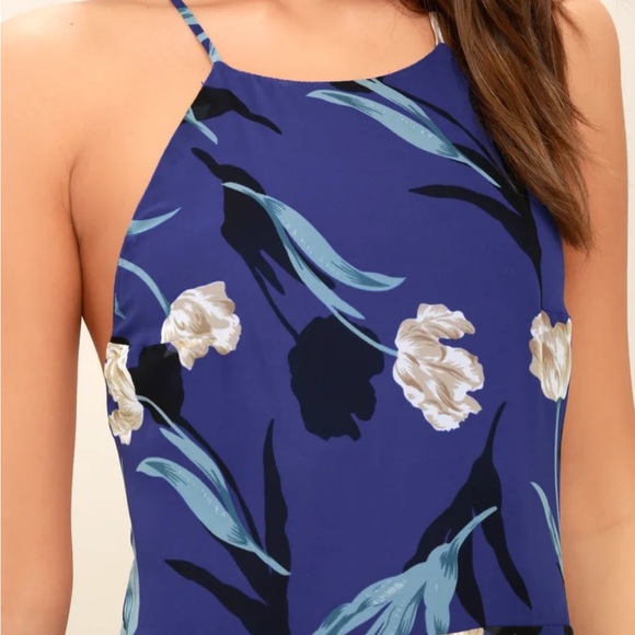 All I Need Royal Blue Floral Print Lace-Up Maxi Dress from Lulus - Picture 4 of 5